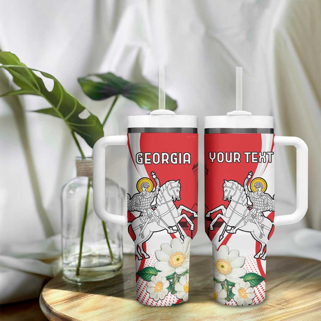 Personalized Georgia Independence Restoration Day Tumbler With Handle Dzala Ertobashia Rosa Laevigata