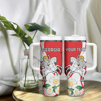 Personalized Georgia Independence Restoration Day Tumbler With Handle Dzala Ertobashia Rosa Laevigata