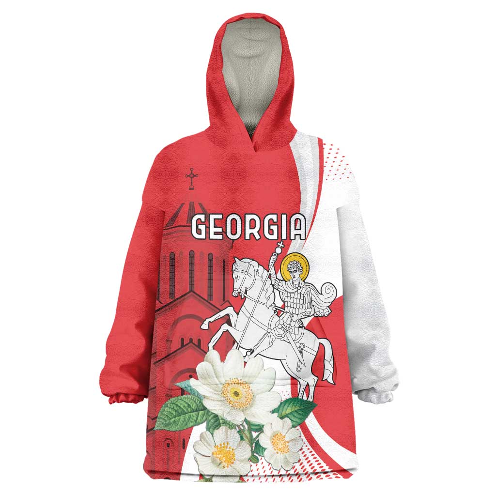 Personalized Georgia Independence Restoration Day Wearable Blanket Hoodie Dzala Ertobashia Rosa Laevigata