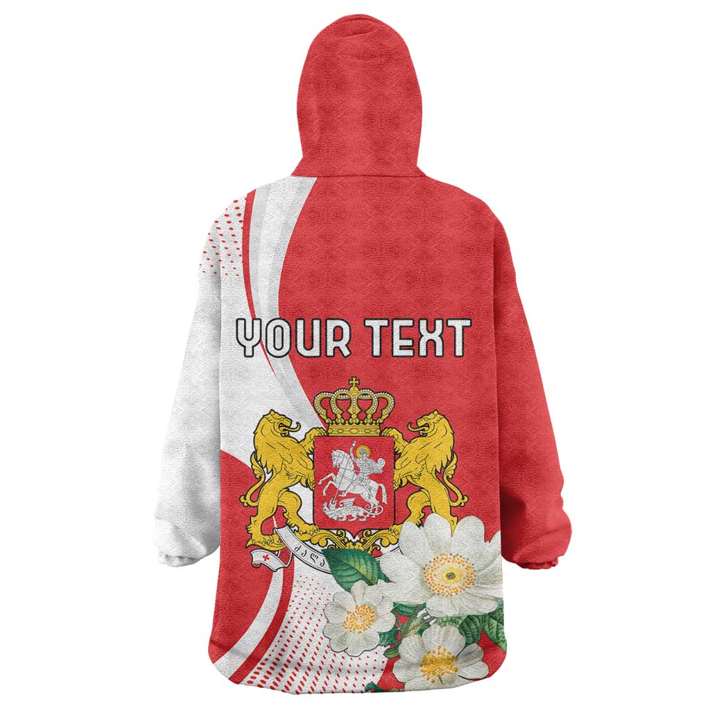 Personalized Georgia Independence Restoration Day Wearable Blanket Hoodie Dzala Ertobashia Rosa Laevigata