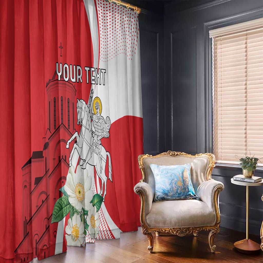 Personalized Georgia Independence Restoration Day Window Curtain Dzala Ertobashia Rosa Laevigata