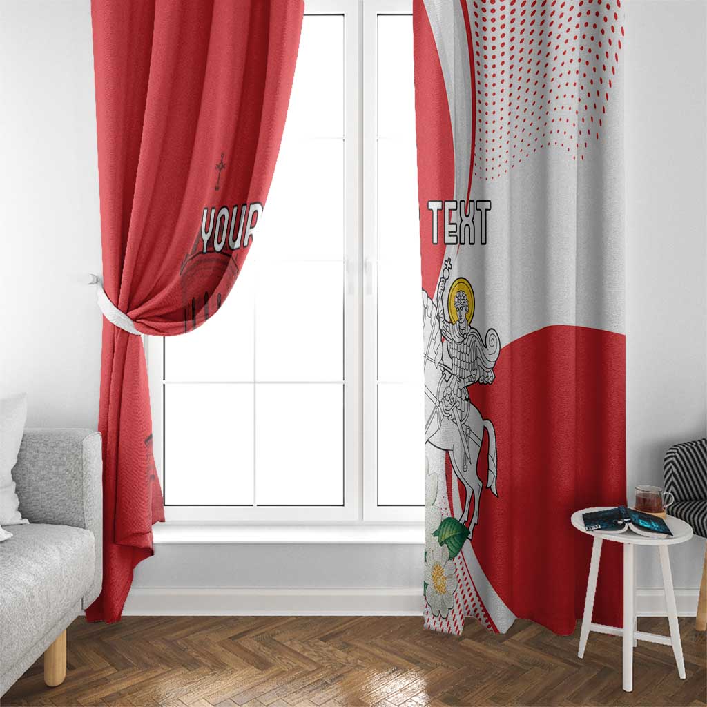 Personalized Georgia Independence Restoration Day Window Curtain Dzala Ertobashia Rosa Laevigata