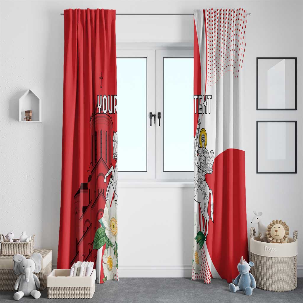 Personalized Georgia Independence Restoration Day Window Curtain Dzala Ertobashia Rosa Laevigata