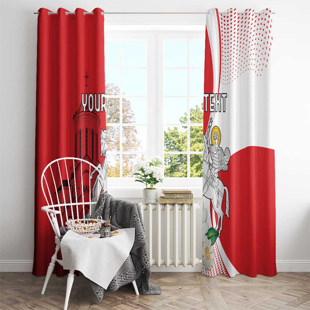 Personalized Georgia Independence Restoration Day Window Curtain Dzala Ertobashia Rosa Laevigata