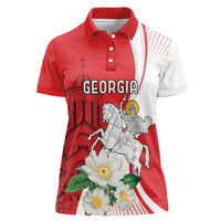 Personalized Georgia Independence Restoration Day Women Polo Shirt Dzala Ertobashia Rosa Laevigata