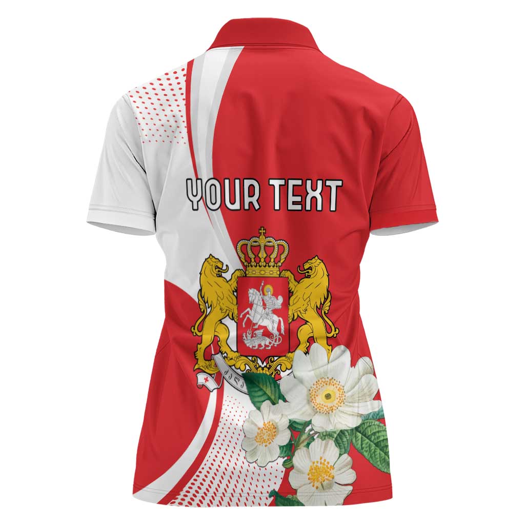Personalized Georgia Independence Restoration Day Women Polo Shirt Dzala Ertobashia Rosa Laevigata
