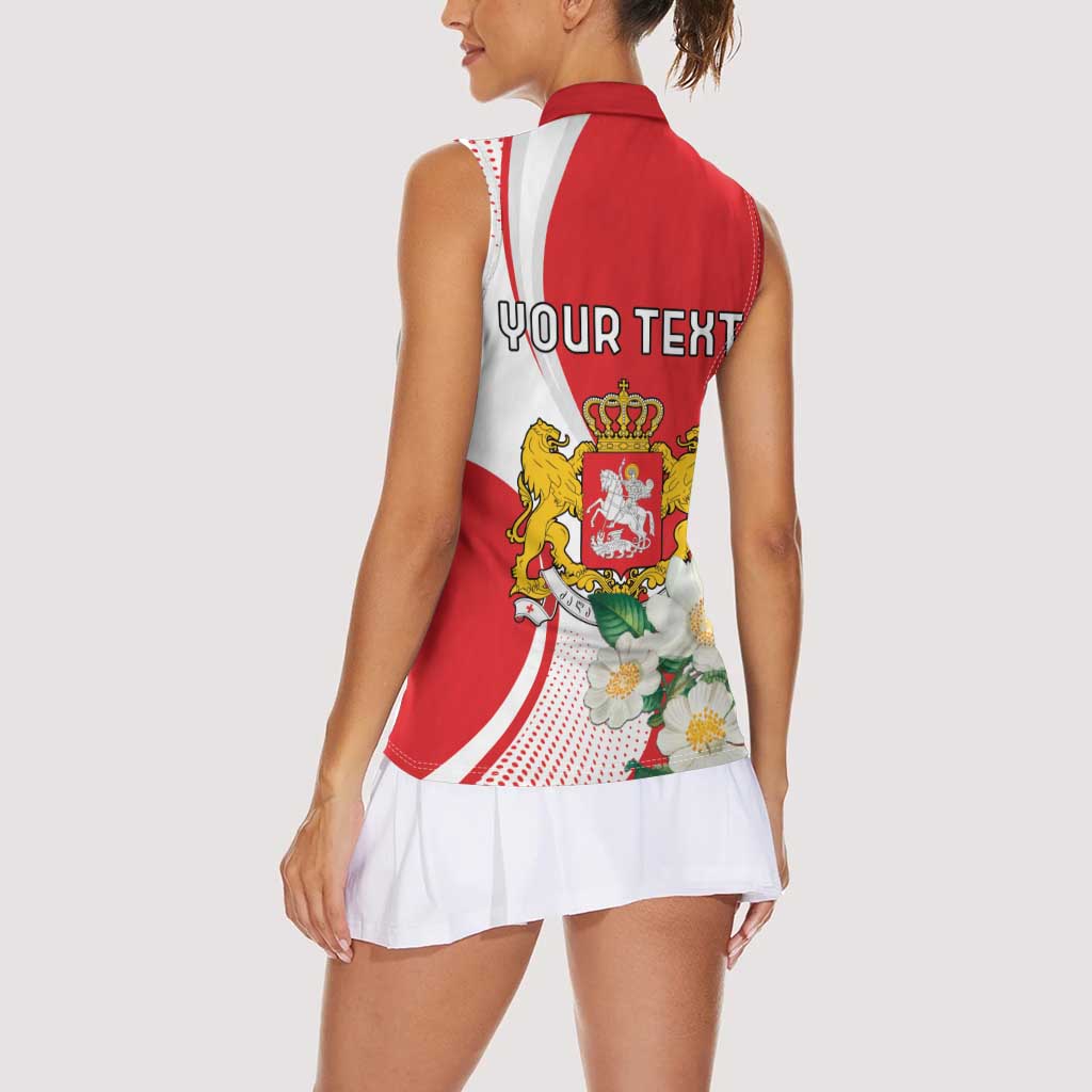 Personalized Georgia Independence Restoration Day Women Sleeveless Polo Shirt Dzala Ertobashia Rosa Laevigata