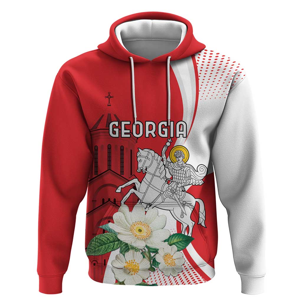 Personalized Georgia Independence Restoration Day Zip Hoodie Dzala Ertobashia Rosa Laevigata