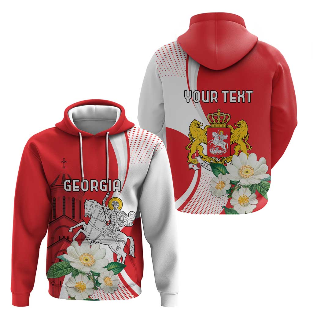 Personalized Georgia Independence Restoration Day Zip Hoodie Dzala Ertobashia Rosa Laevigata