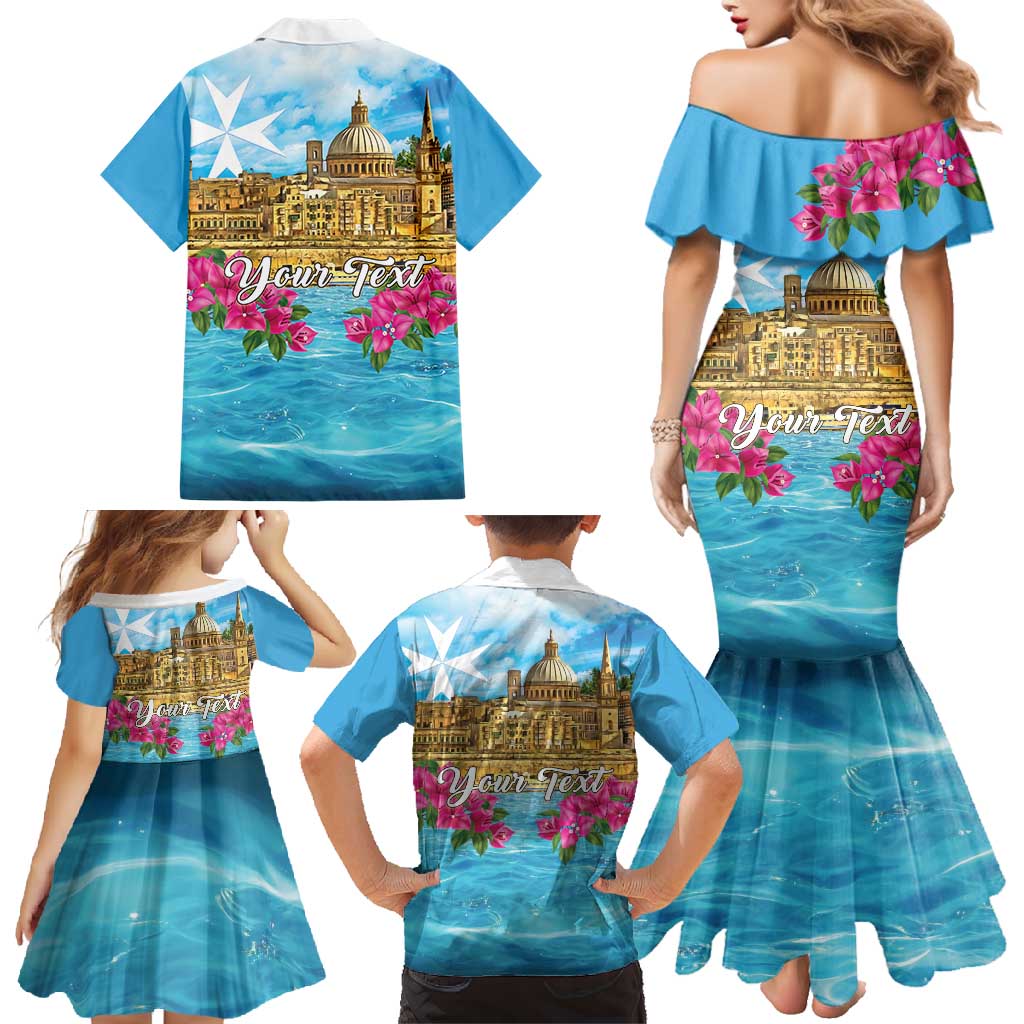 Personalized Malta Family Matching Mermaid Dress and Hawaiian Shirt Valletta Capital Maltese Cross