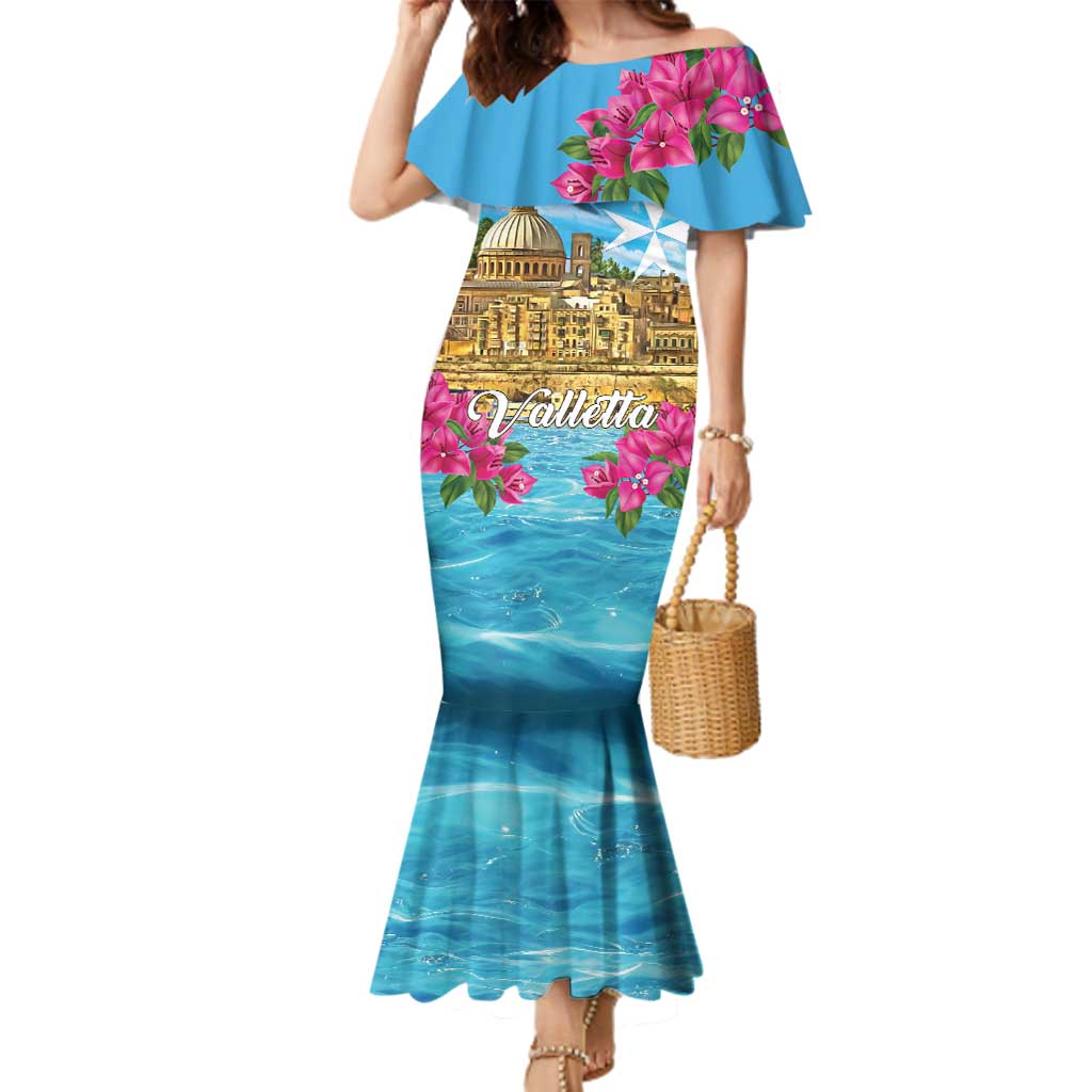 Personalized Malta Family Matching Mermaid Dress and Hawaiian Shirt Valletta Capital Maltese Cross