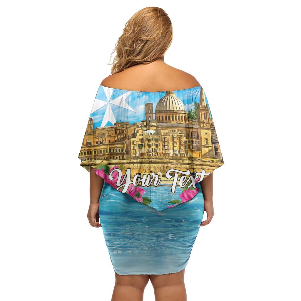 Personalized Malta Family Matching Off Shoulder Short Dress and Hawaiian Shirt Valletta Capital Maltese Cross