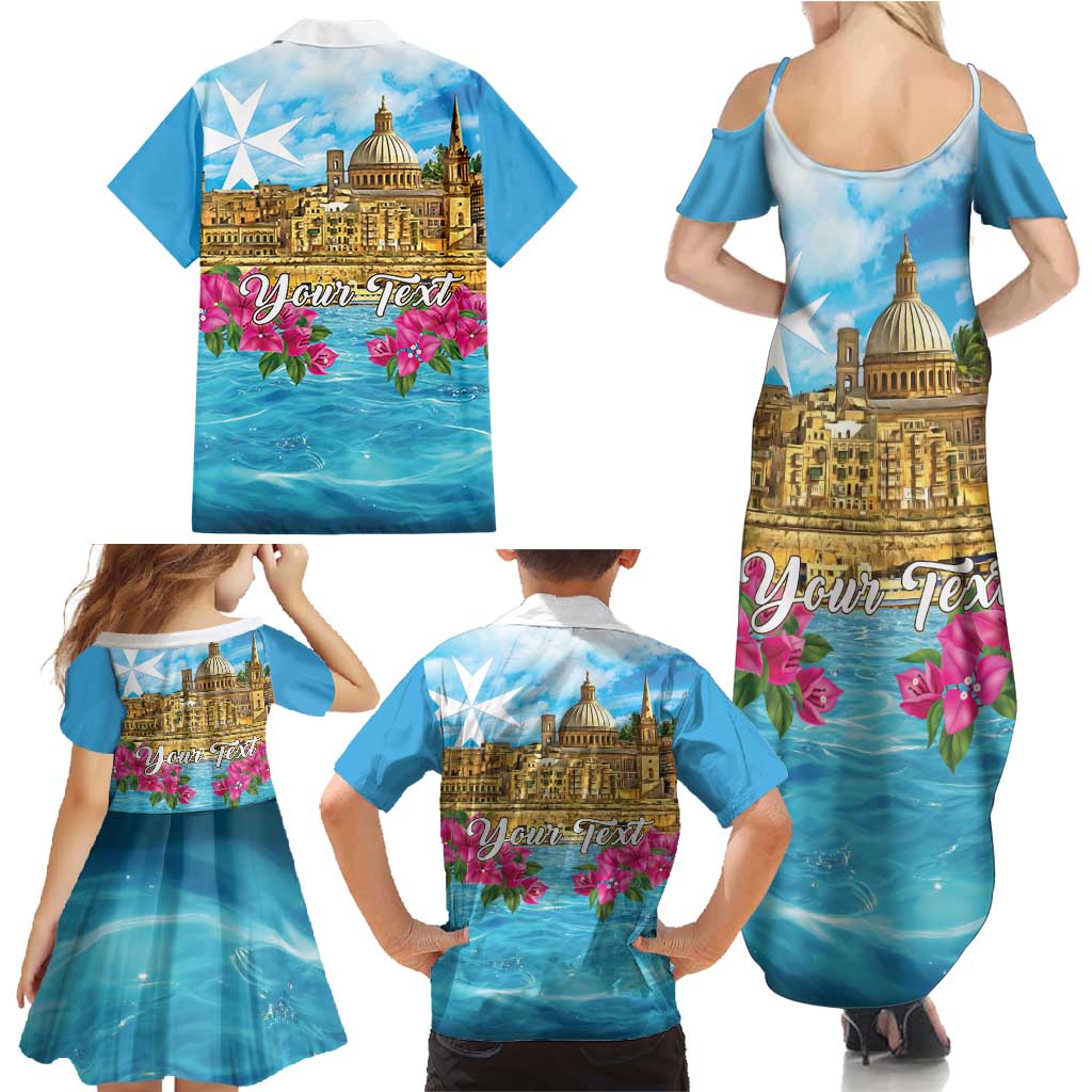 Personalized Malta Family Matching Summer Maxi Dress and Hawaiian Shirt Valletta Capital Maltese Cross