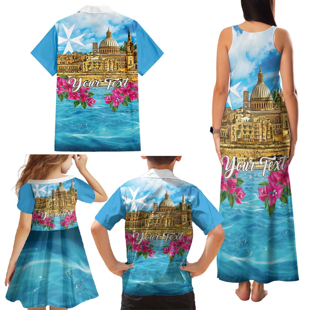 Personalized Malta Family Matching Tank Maxi Dress and Hawaiian Shirt Valletta Capital Maltese Cross