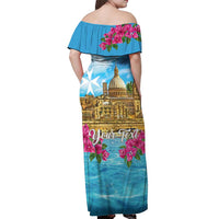 Personalized Malta Off Shoulder Maxi Dress Valletta Capital Maltese Cross