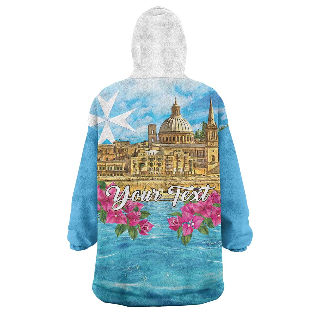 Personalized Malta Wearable Blanket Hoodie Valletta Capital Maltese Cross