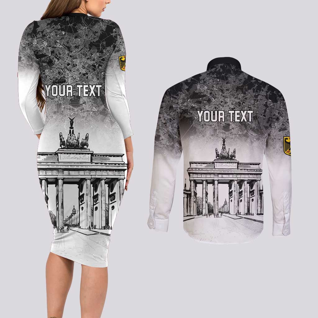 Personalized Germany Berlin Wall Couples Matching Long Sleeve Bodycon Dress and Long Sleeve Button Shirt Tag der Deutschen Einheit