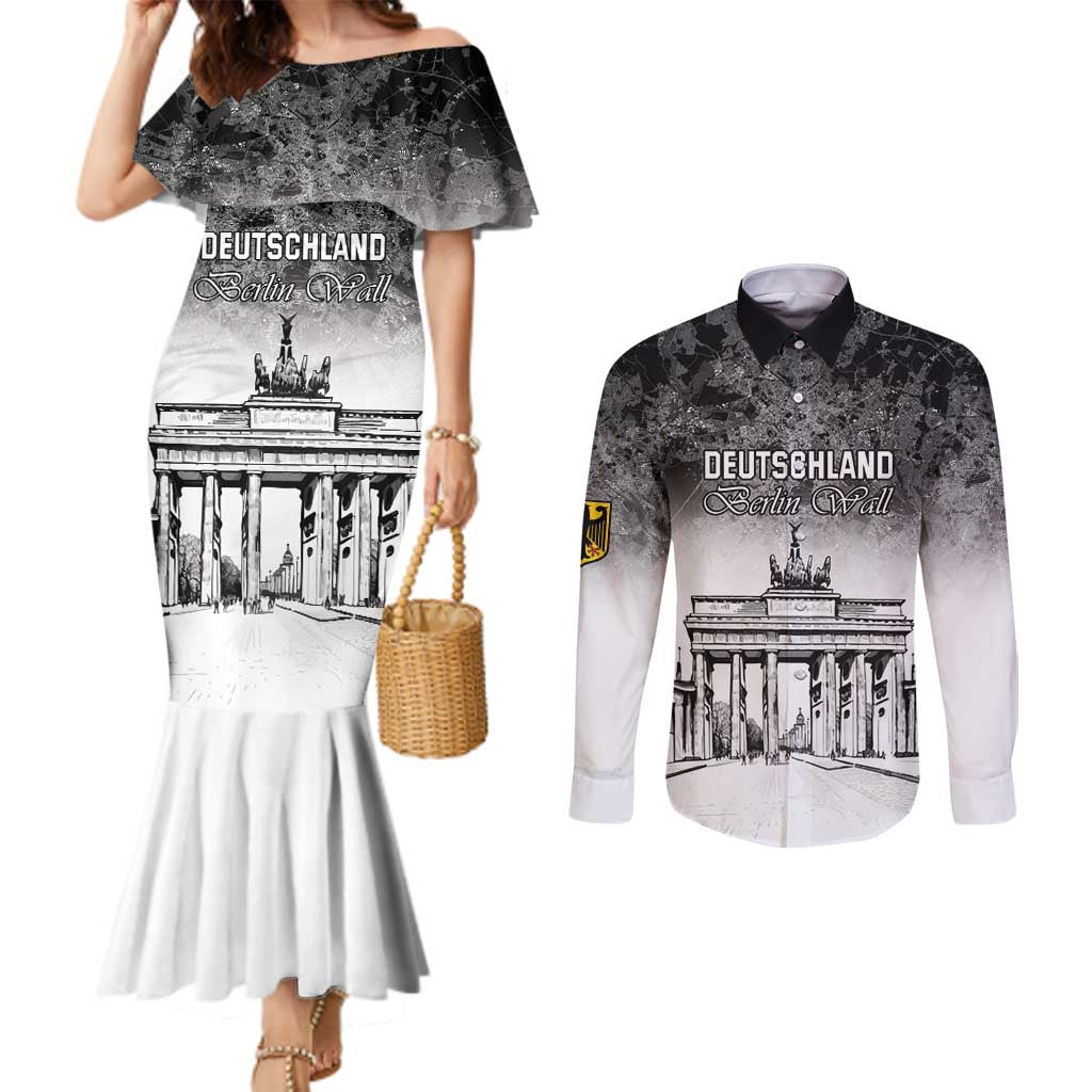 Personalized Germany Berlin Wall Couples Matching Mermaid Dress and Long Sleeve Button Shirt Tag der Deutschen Einheit