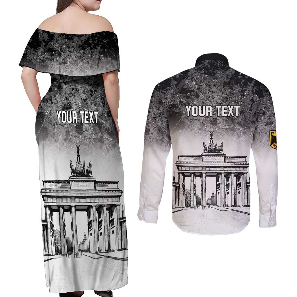 Personalized Germany Berlin Wall Couples Matching Off Shoulder Maxi Dress and Long Sleeve Button Shirt Tag der Deutschen Einheit