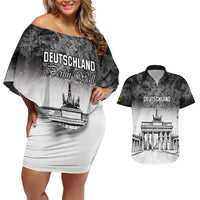 Personalized Germany Berlin Wall Couples Matching Off Shoulder Short Dress and Hawaiian Shirt Tag der Deutschen Einheit