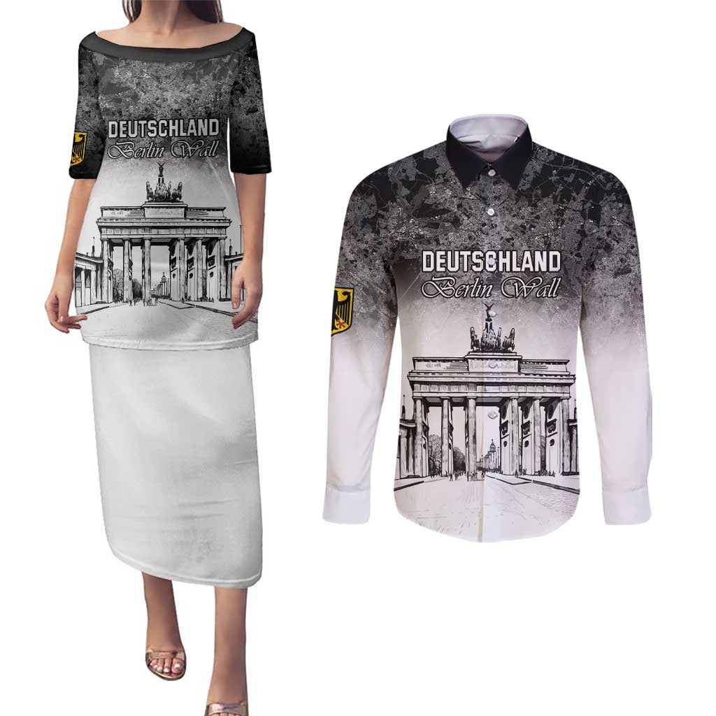 Personalized Germany Berlin Wall Couples Matching Puletasi and Long Sleeve Button Shirt Tag der Deutschen Einheit