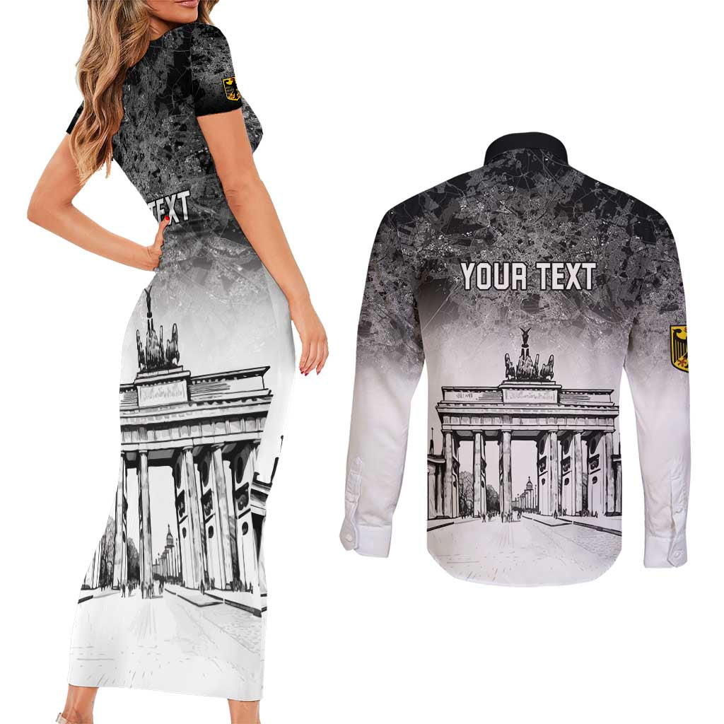 Personalized Germany Berlin Wall Couples Matching Short Sleeve Bodycon Dress and Long Sleeve Button Shirt Tag der Deutschen Einheit