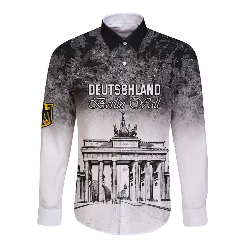 Personalized Germany Berlin Wall Long Sleeve Button Shirt Tag der Deutschen Einheit