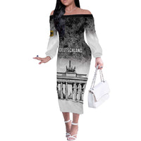 Personalized Germany Berlin Wall Off The Shoulder Long Sleeve Dress Tag der Deutschen Einheit