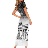 Personalized Germany Berlin Wall Short Sleeve Bodycon Dress Tag der Deutschen Einheit