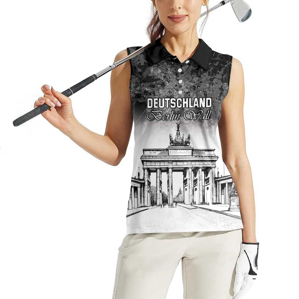 Personalized Germany Berlin Wall Women Sleeveless Polo Shirt Tag der Deutschen Einheit