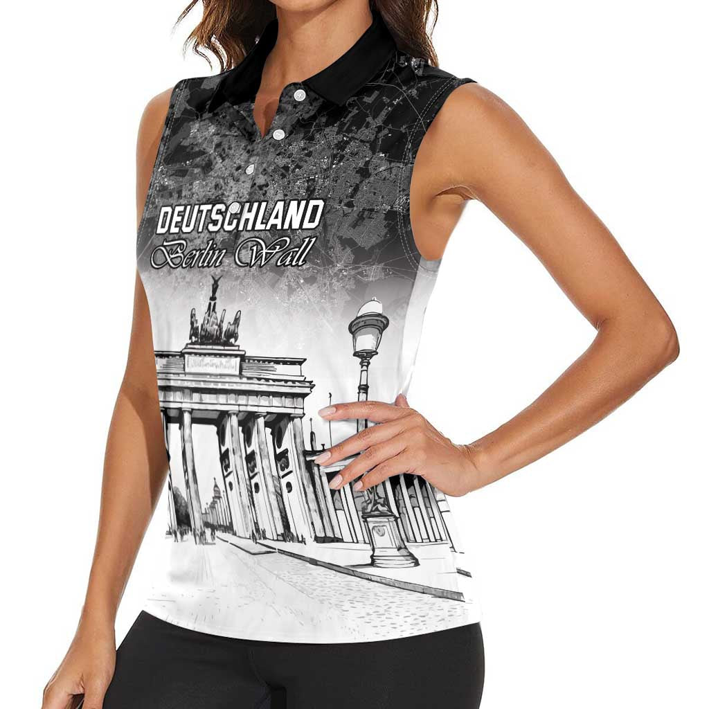 Personalized Germany Berlin Wall Women Sleeveless Polo Shirt Tag der Deutschen Einheit