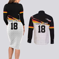 Custom Germany Football Couples Matching Long Sleeve Bodycon Dress and Long Sleeve Button Shirt Come On DFB-Team