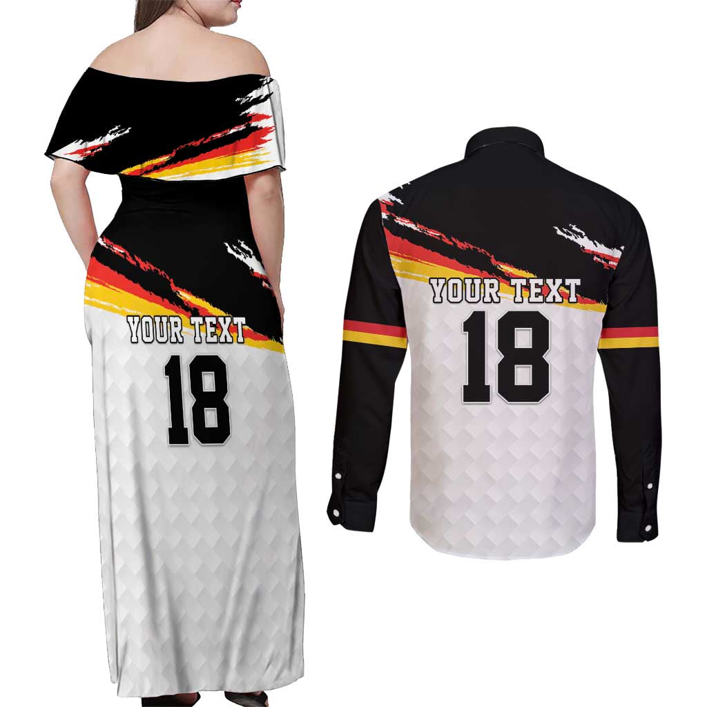 Custom Germany Football Couples Matching Off Shoulder Maxi Dress and Long Sleeve Button Shirt Come On DFB-Team