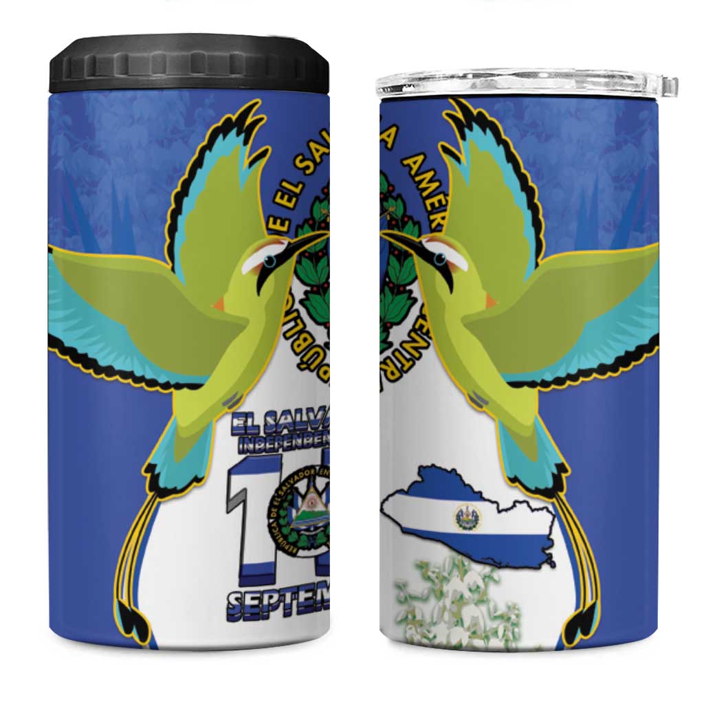 El Salvador Independence Day 4 in 1 Can Cooler Tumbler Dios Union Libertad - Wonder Print Shop