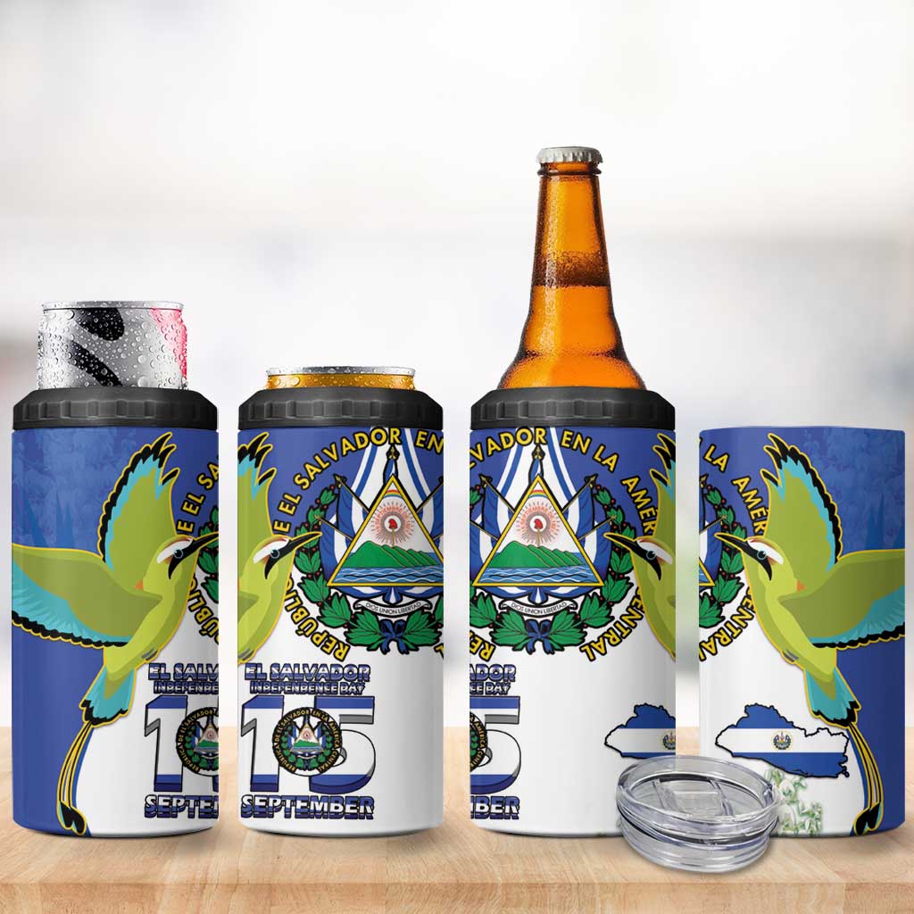 El Salvador Independence Day 4 in 1 Can Cooler Tumbler Dios Union Libertad - Wonder Print Shop