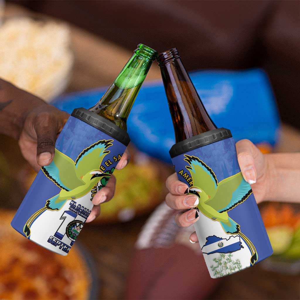 El Salvador Independence Day 4 in 1 Can Cooler Tumbler Dios Union Libertad - Wonder Print Shop