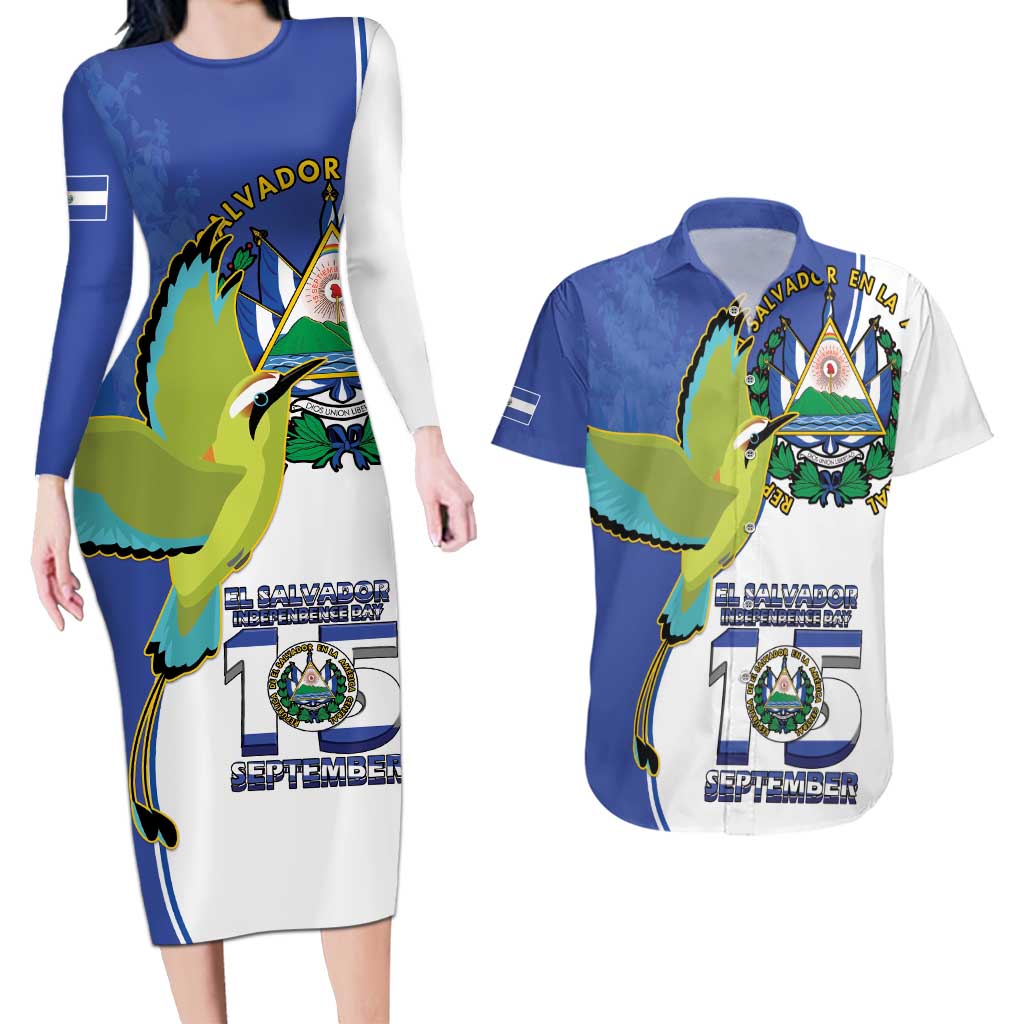 El Salvador Independence Day Couples Matching Long Sleeve Bodycon Dress and Hawaiian Shirt Dios Union Libertad - Wonder Print Shop