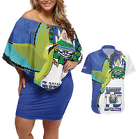 El Salvador Independence Day Couples Matching Off Shoulder Short Dress and Hawaiian Shirt Dios Union Libertad - Wonder Print Shop