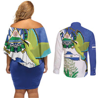 El Salvador Independence Day Couples Matching Off Shoulder Short Dress and Long Sleeve Button Shirt Dios Union Libertad - Wonder Print Shop