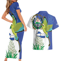 El Salvador Independence Day Couples Matching Short Sleeve Bodycon Dress and Hawaiian Shirt Dios Union Libertad - Wonder Print Shop