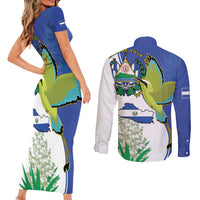 El Salvador Independence Day Couples Matching Short Sleeve Bodycon Dress and Long Sleeve Button Shirt Dios Union Libertad - Wonder Print Shop