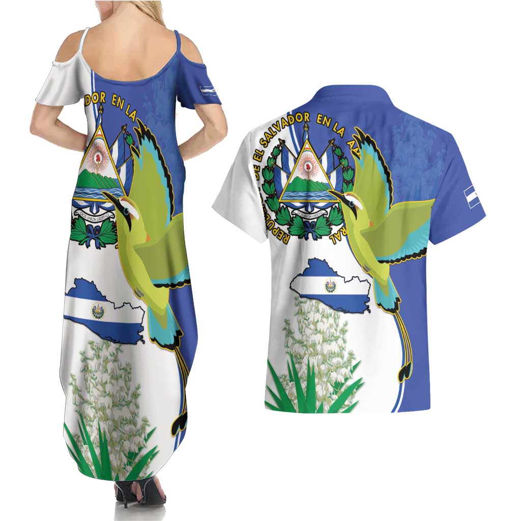 El Salvador Independence Day Couples Matching Summer Maxi Dress and Hawaiian Shirt Dios Union Libertad - Wonder Print Shop