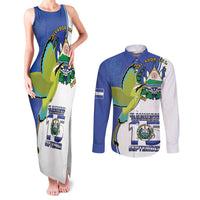 El Salvador Independence Day Couples Matching Tank Maxi Dress and Long Sleeve Button Shirt Dios Union Libertad - Wonder Print Shop