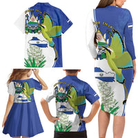 El Salvador Independence Day Family Matching Long Sleeve Bodycon Dress and Hawaiian Shirt Dios Union Libertad - Wonder Print Shop