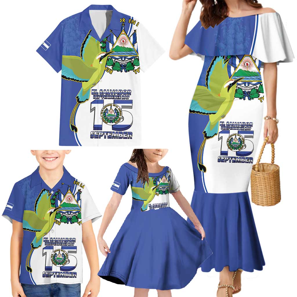 El Salvador Independence Day Family Matching Mermaid Dress and Hawaiian Shirt Dios Union Libertad - Wonder Print Shop