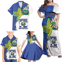 El Salvador Independence Day Family Matching Off Shoulder Maxi Dress and Hawaiian Shirt Dios Union Libertad - Wonder Print Shop