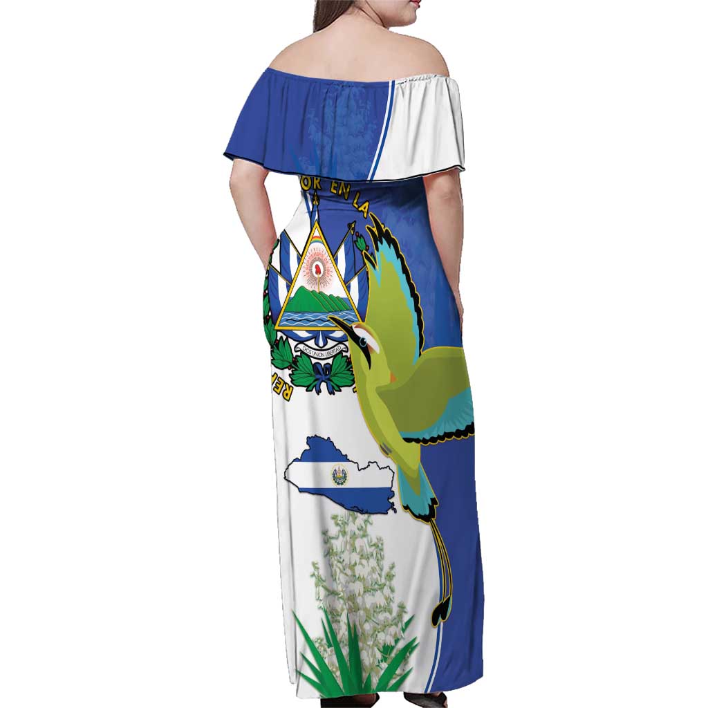 El Salvador Independence Day Family Matching Off Shoulder Maxi Dress and Hawaiian Shirt Dios Union Libertad - Wonder Print Shop