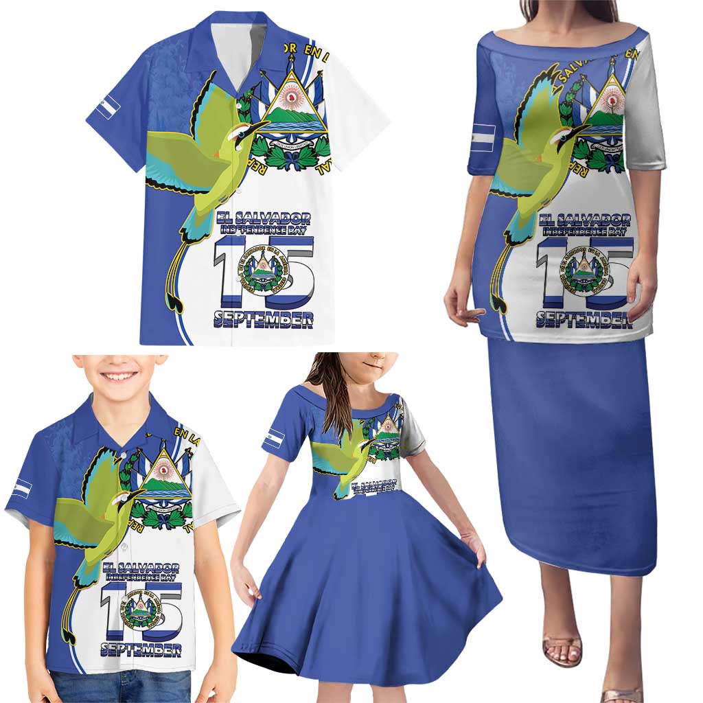 El Salvador Independence Day Family Matching Puletasi and Hawaiian Shirt Dios Union Libertad - Wonder Print Shop
