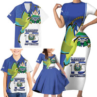 El Salvador Independence Day Family Matching Short Sleeve Bodycon Dress and Hawaiian Shirt Dios Union Libertad - Wonder Print Shop