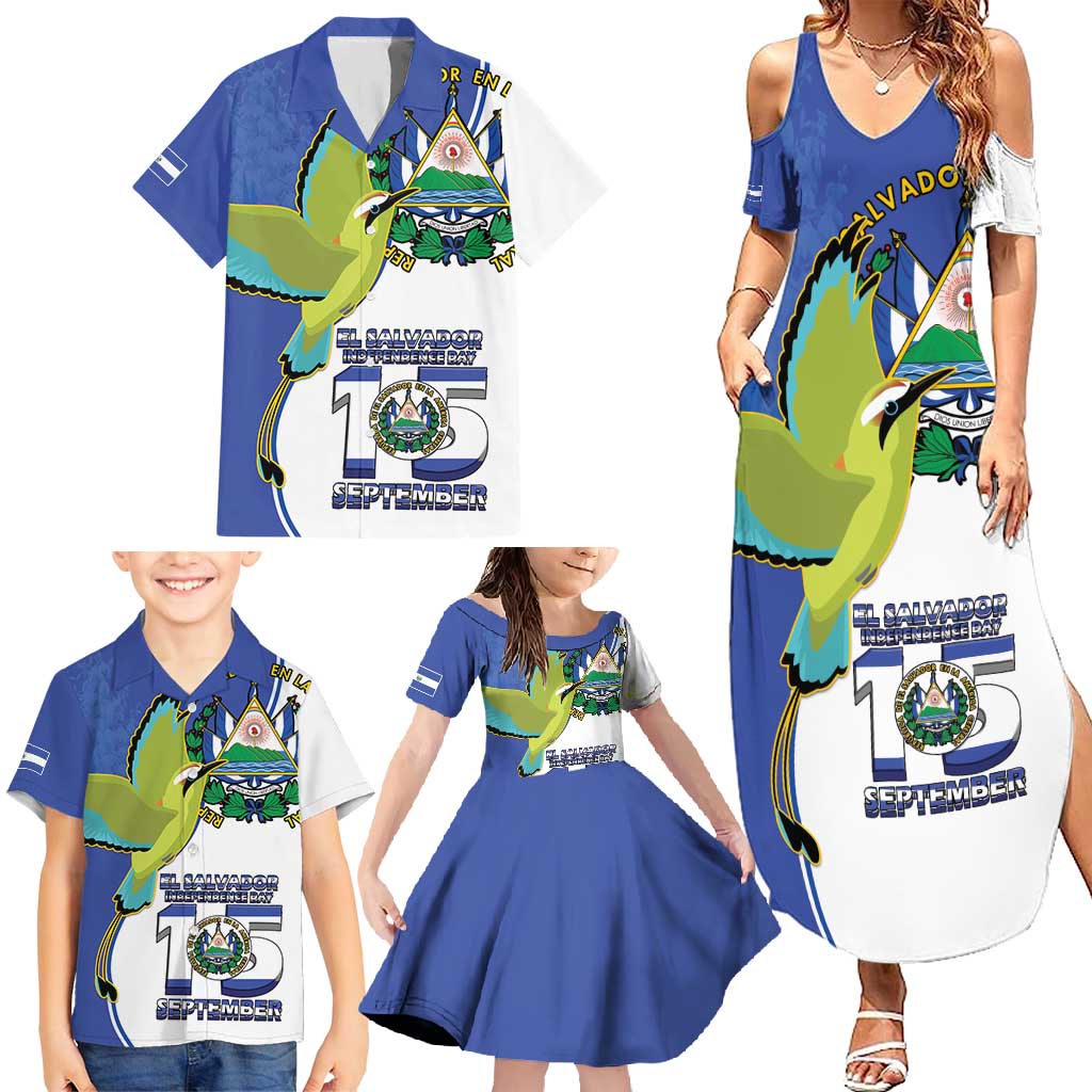 El Salvador Independence Day Family Matching Summer Maxi Dress and Hawaiian Shirt Dios Union Libertad - Wonder Print Shop